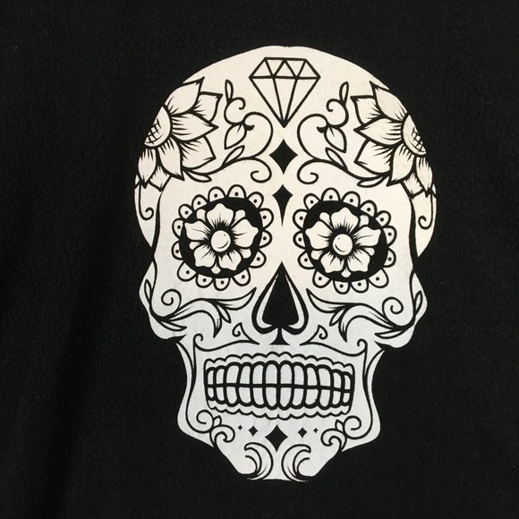 No Boundaries Sweatshirt L 11 13 Black Fleece Candy Skull Long Sleeve Crew Neck - Picture 2 of 11